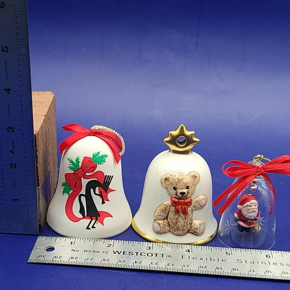 CLEARANCE Vintage Christmas Bells Sandstone Kokopelli Goebel 1987 TeddySanta